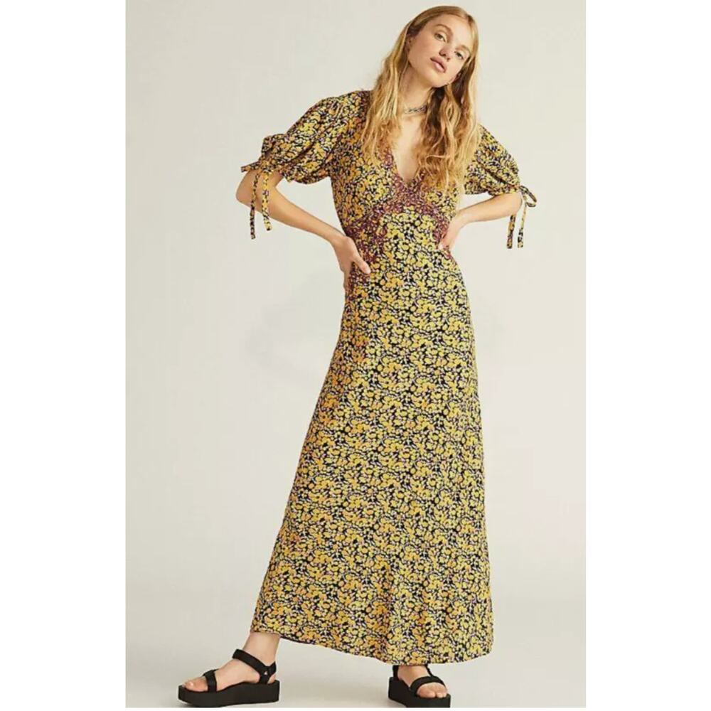 Free People Retro Modly in Love Embroidered Maxi Dress